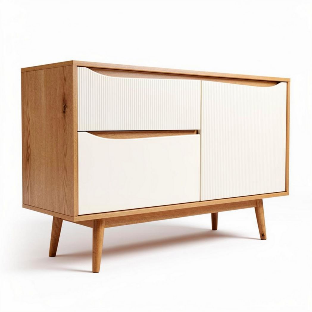 Dressoir van hout met witte lades afmetingen 80 x 40 x 70cm