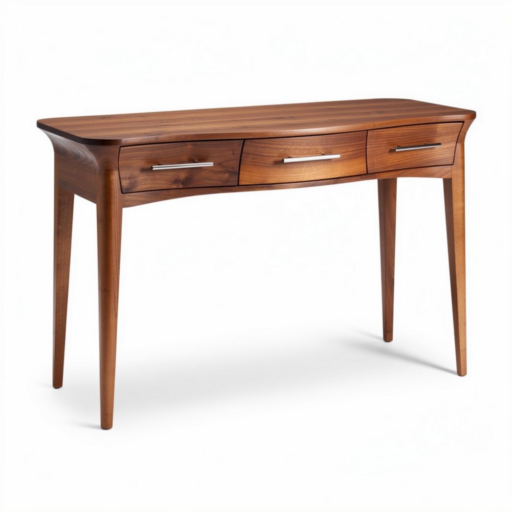 Houten console tafel met drie lades 120 x 45 x 75cm bruin