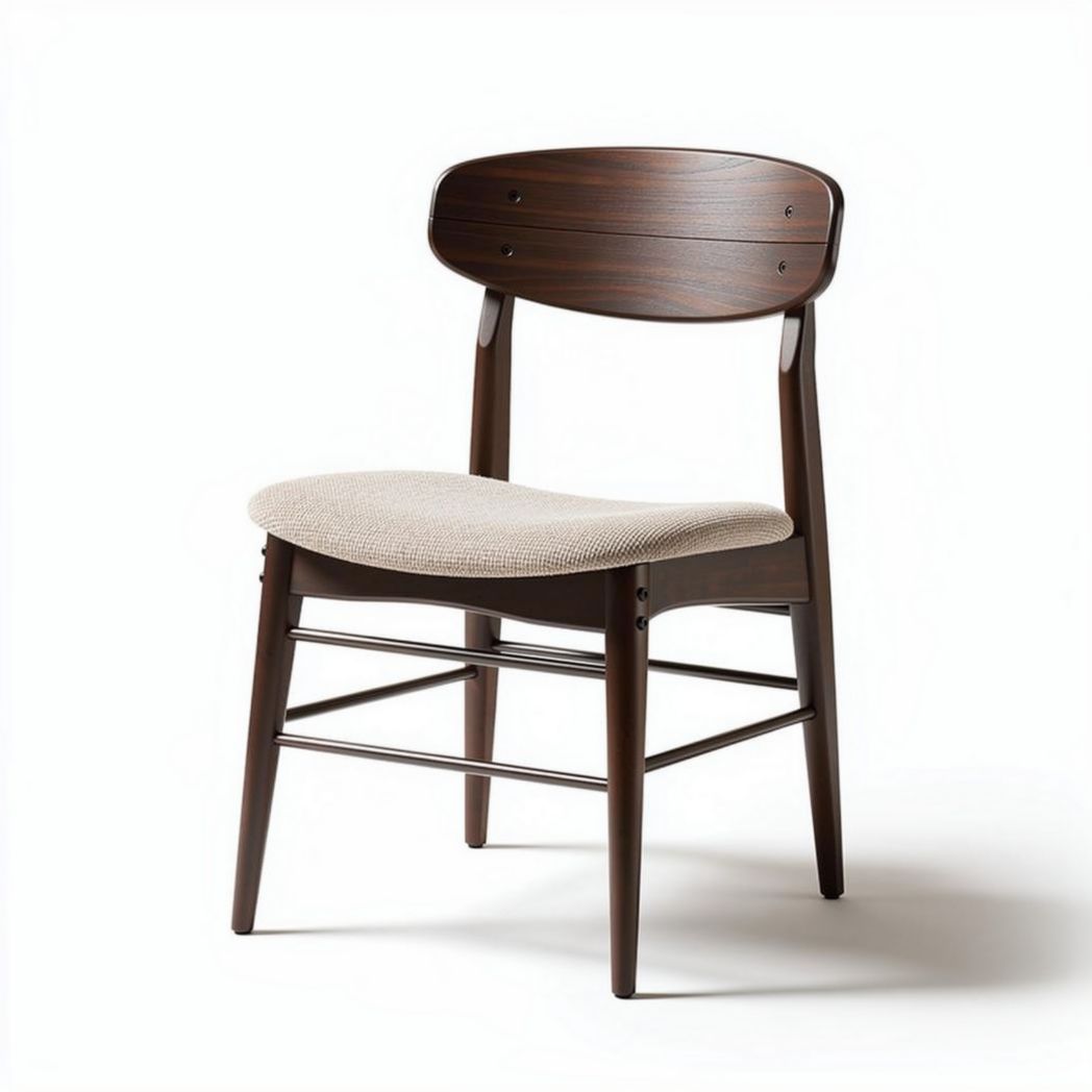 Eenvoudige houten stoel met gestoffeerde zitting en rugleuning 40 x 45 x 80cm