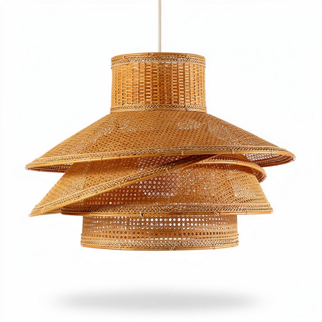 Hanglamp van bamboe met drie lagen en een diameter van 30 cm