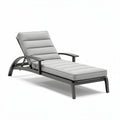 ligstoel van aluminium met grijze stof 200 x 70 x 30cm
