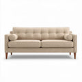 Tweekleurige bank van stof met houten poten 180 x 85 x 75cm