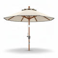 Parasoll van 250 x 250 cm met houten frame en beigekleurige doek